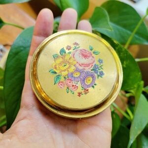 Vintage Gold Floral Rose Compact